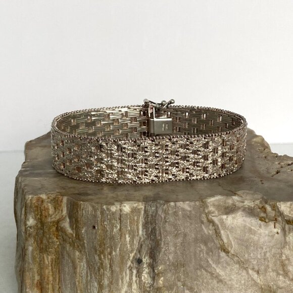Italian Milor Sterling Silver 925 Heavy 16mm Wide Woven Riccio Bracelet 7.25" - Picture 3 of 16